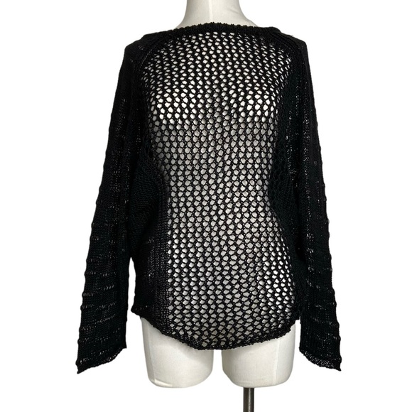 ZADIG & VOLTAIRE Black Linen Crochet Knit Sweater - Picture 2 of 16